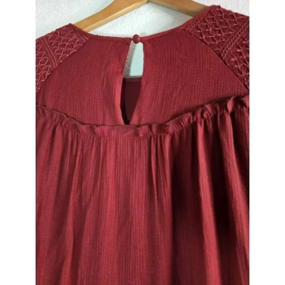wonderly Boho Hippie Lottie Dress Burgundy Poet sleeve Size M Women's - Picture 8 of 12